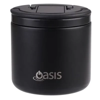 Oasis Double Wall Insulated Quick Release Lid & Spork Food Flask - 500ml Black
