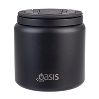 Oasis Double Wall Insulated Quick Release Lid and Spork Food Flask - 700ml Black