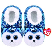 Beanie Boos Sequin Slipper Socks - Slush the Blue Dog Medium 1-3