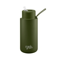 Frank Green Reusable Bottle - Ceramic 1L Khaki Straw Lid
