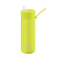 Frank Green Reusable Bottle - Ceramic 595ml Neon Yellow Straw Lid