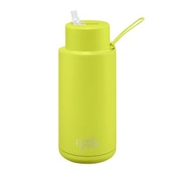 Frank Green Reusable Bottle - Ceramic 1L Neon Yellow Straw Lid