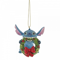 Jim Shore Disney Traditions - Lilo & Stitch - Stitch with Wreath Hanging Ornament