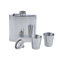 Davis & Waddell Maverick Silver Hip Flask Set 4pc