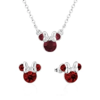 Disney Couture Kingdom January Birthstone Minnie Necklace & Earrings Bundle Silver