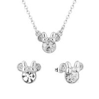 Disney Couture Kingdom April Birthstone Minnie Necklace & Earrings Bundle Silver