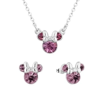 Disney Couture Kingdom June Birthstone Minnie Necklace & Earrings Bundle Silver