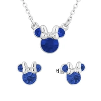 Disney Couture Kingdom September Birthstone Minnie Necklace & Earrings Bundle Silver