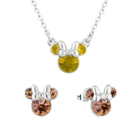 Disney Couture Kingdom November Birthstone Minnie Necklace & Earrings Bundle Silver