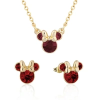 Disney Couture Kingdom January Birthstone Minnie Necklace & Earrings Bundle Gold