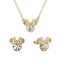 Disney Couture Kingdom April Birthstone Minnie Necklace & Earrings Bundle Gold