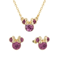 Disney Couture Kingdom June Birthstone Minnie Necklace & Earrings Bundle Gold