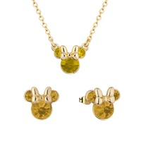 Disney Couture Kingdom November Birthstone Minnie Necklace & Earrings Bundle Gold