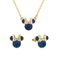 Disney Couture Kingdom December Birthstone Minnie Necklace & Earrings Bundle Gold