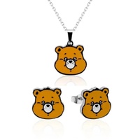 Care Bears Couture Kingdom Tenderheart Bear Enamel Necklace & Earrings Bundle