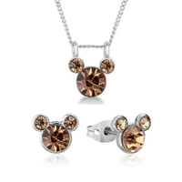 Disney Couture Kingdom November Birthstone Mickey Necklace & Earrings Bundle Silver