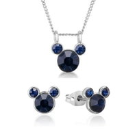 Disney Couture Kingdom December Birthstone Mickey Necklace & Earrings Bundle Silver