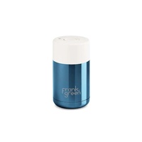 Frank Green Reusable Cup - Ceramic 295ml Chrome Blue With Cloud Lid Push Button