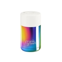 Frank Green Reusable Cup - Ceramic 295ml Chrome Rainbow With Cloud Lid Push Button