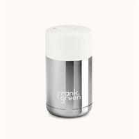 Frank Green Reusable Cup - Ceramic 295ml Chrome Silver With Cloud Lid Push Button