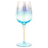 Holographic Wine Glass - Happy Birthday