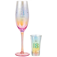 Holographic Champagne & Shot Glass Set - 18th