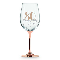 Rose Stem 80th Birthday Wine Glass