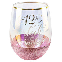 Glitterati Stemless 12 O'Clock Somewhere Wine Glass