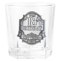 18th Birthday Badge Whisky Glass