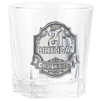 21st Birthday Badge Whisky Glass