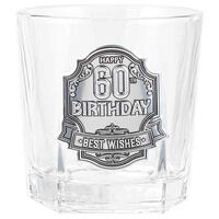 60th Birthday Badge Whisky Glass