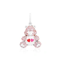Couture Kingdom - Care Bears - Love-A-Love Bear Crystal Charm Silver