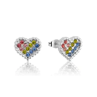 Couture Kingdom - Care Bears - Rainbow Heart Stud Earrings Silver