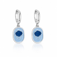 Couture Kingdom - Care Bears - Grumpy Bear Enamel Mini Hoop Drop Earrings Silver
