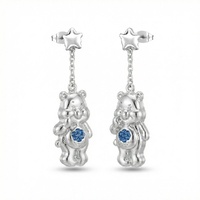 Couture Kingdom - Care Bears - Grumpy Bear Crystal Drop Earrings Silver
