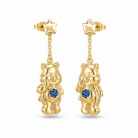 Couture Kingdom - Care Bears - Grumpy Bear Crystal Drop Earrings Yellow Gold