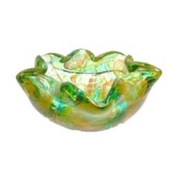 Zibo Glass Bowl - Gold Leaves Fluted