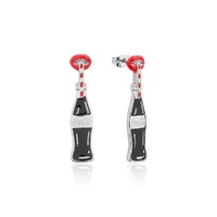Coca Cola Couture Kingdom - Coke Bottle and Glitter Lips Drop Earrings White Gold
