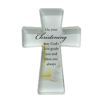 Glass Cut Standing Cross - Christening
