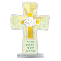Christening Painted Glass Crucifix