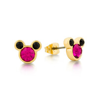 Disney Couture - Mickey Mouse - Crystal Stud Earrings Yellow Gold