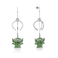 Disney Couture Kingdom - Toy Story - Alien Crystal Claw Drop Earrings White Gold