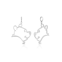 Disney Couture Kingdom - Winnie the Pooh - Outline Drop Earrings White Gold