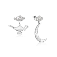 Couture Kingdom - Disney - Aladdin Genie Lamp in the Night Earrings White Gold
