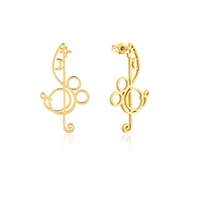 Disney Couture Kingdom - Fantasia - Treble Clef Earrings Yellow Gold