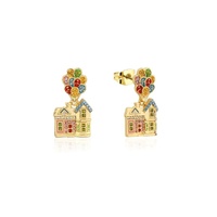 Couture Kingdom - Disney - Up Crystal House Drop Earrings Yellow Gold