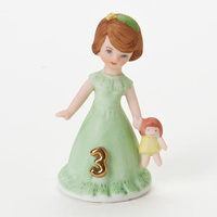 Growing Up Girls - Brunette Age 3 Cake Topper