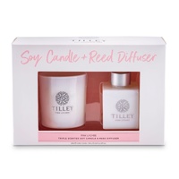 Tilley Body Candle & Reed Diffuser Gift Set - Pink Lychee