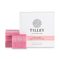 Tilley Fragranced Vegetable Soap Gift Set 4 x 50g - Pink Lychee