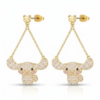 Couture Kingdom - Sanrio - Cinnamoroll Mini Pearl Drop Earrings Yellow Gold